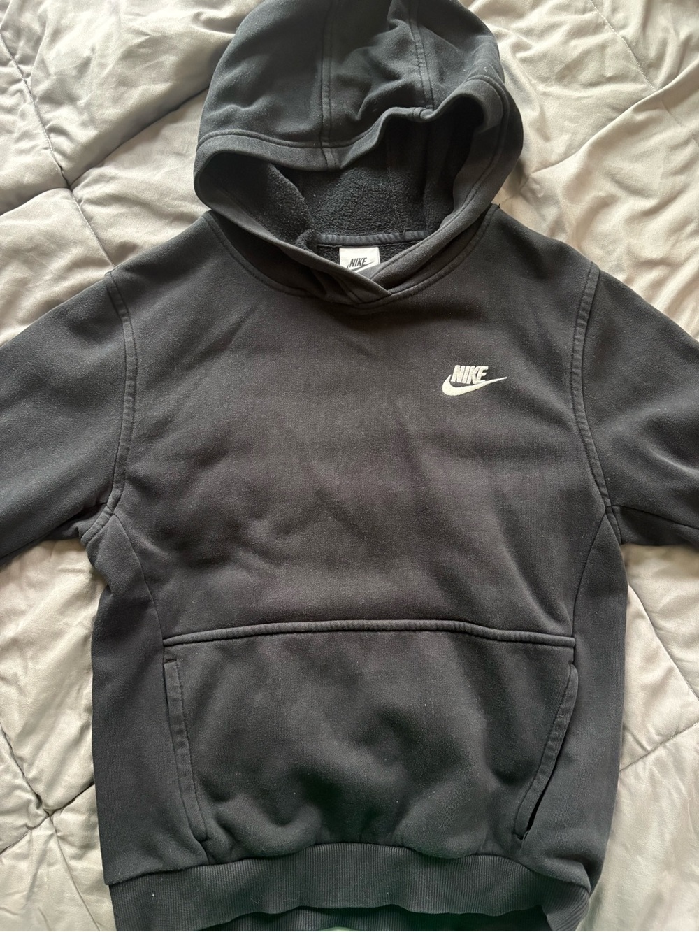 Kids Black Nike hoodie with white logo